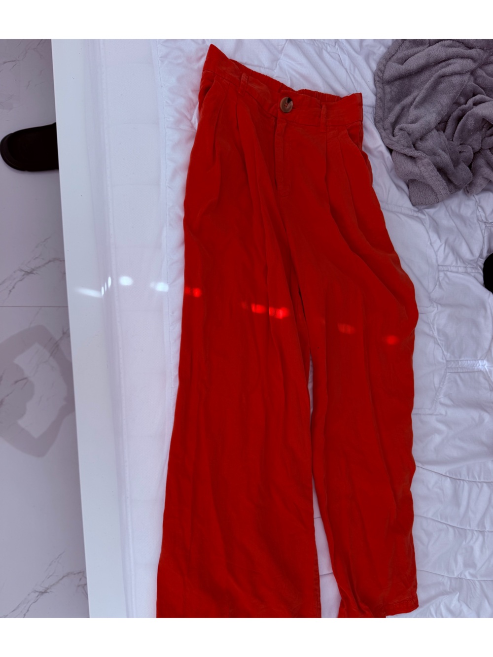stradivarius Red Wide-Leg Pants